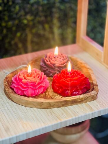 Peony Flower Shaped Candle with Scent, Soy Wax Blend Aromatherapy Candle, Gift Candle, Gifts for Women, Candles for spa, Yoga, Stress Relief, Meditation, Wedding, Home Decor, Relaxation (White) in Saudi Arabia