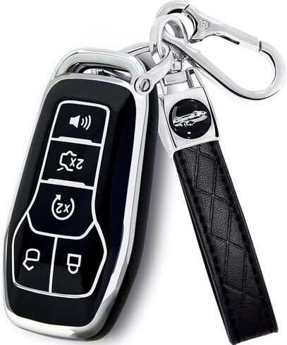 بالنسبة إلى غطاء FOB Key Ford مع سلسلة المفاتيح ، فإن مفتاح TPU Soft FOB Cover Case Shell متوافق مع Ford Mustang Fusion F150 Explorer Edge Lincoln MKC MKX MKZ Smart Remote حامل (Pink ، 5 زر) in Saudi Arabia