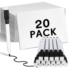 Ctosree 20 Sets 20 Sets Dry Erase Board for Kids 8 x 11 Inch Double Sided Small White Board and Dry Erase Markers with Eraser Cap Mini Student Whiteboard for Classroom Teacher
