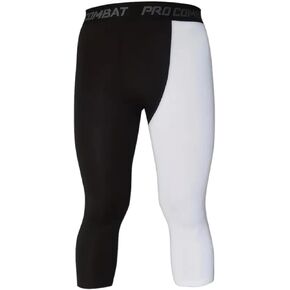 Men's Color Block Leggings, Active Quick Drying Breathable Sports Compression Pants for Outdoor Running Training