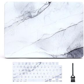 Compatible with MacBook Air 13 inch Case (2022 2021 2020 2019 2018 Release)(Models:M1 A2337 A2179 A1932) Retina Display,Plastic Hard Shell+Anti-dust Brush+Keyboard Cover, Plum Red Wave Marble