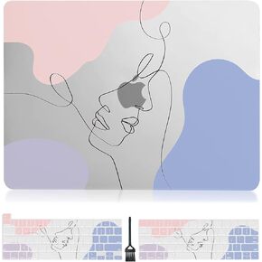 متوافق مع حافظة MacBook Air مقاس 13 بوصة، الإصدار القديم (إصدار 2010-2017) (الموديلات: A1466 A1369)، هيكل صلب من البلاستيك + فرشاة مضادة للغبار + غطاء لوحة المفاتيح، رخام موجة الماء الوردي