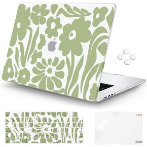 iCasso Compatible with MacBook Air 15 inch Case 2024 2023 M3 M2 Chip Model A3114 A2941, Protective Hard Shell Case for MacBook Air 15.3 inch+Keyboard Cover + Screen Protector, Colorful Flower