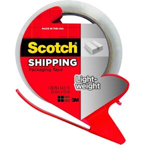 Scotch Lightweight Shipping Packaging Tape with Refillable Dispenser, 1.88 in x 54.6 yd, Clear (3350-RD)