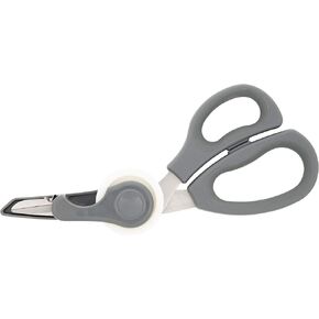 Sabatier 2-in-1 All-Purpose Scissors, Gift Wrap Scissors with Removable Tape Dispenser Blade Cover, Ultra-Sharp Stainless Steel Multi-Purpose Scissors for Office and Home, 11.4-Inch, Gray