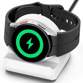 Miimall Charger Stand Compatible with Samsung Galaxy Watch 6 5(40mm/44mm), Galaxy Watch 6 Classic/Watch 5 Pro Silicone Charging Stand Charger Base Holder with Integrated Cable Management Slot - Black