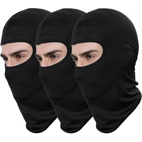 3-Pack Tactical Balaclava Thin Full Face Mask Lightweight Motorcycle Warmer Ski Black