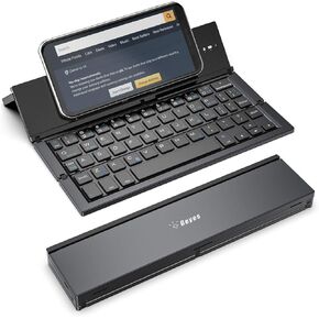Geyes Bluetooth Keyboard Foldable, Portable Folding Wireless Keyboard with Portable Pocket Size, Aluminum Alloy Housing for iPhone,iPad, Tablet,Laptops and Smartphones (Black)