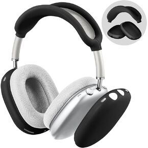 FINTIE Silicone Case Cover for AirPods Max Headphones, Anti-Scratch Ear Cups Cover and Headband Cover for AirPods Max, Accessories Skin Protector for AirPods Max (Black)