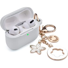 OLEBAND Case Compatible for Airpods/iPod Pro 1st/2nd Gen with Cute Bling Keychain,Silione Cover Fit for Apple Air pod Pro 2 and 1 Generation Case,LED Visible,for Women and Girls,Blue