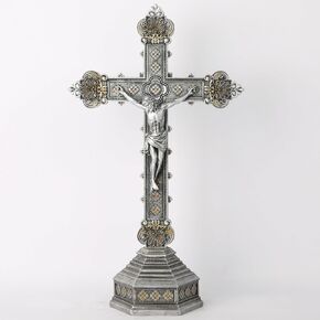 BC Catholic Crucifix Standing Cross, Religious Cross Statue, Cathlic Gift, Hand-painted in Realistic Color, 14.7 inches H by Buildclassic