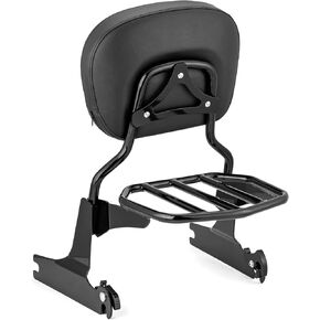 Short Height Passenger Backrest Sissy Bar Fit 200mm Fender Fits for 2006-2017 Harley Softail Fat Boy Cross Bones Standard Springer Night Train Custom FLSTF FLSTFB FLSTSB