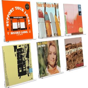 2 Pack Vinyl Record Shelf, 12 inch Album Vinyl Record Wall Mount Holder for Records, Clear Acrylic Floating Display Ledge Shelves for Storage, Kids Bookshelf, Bathroom, Kitchen