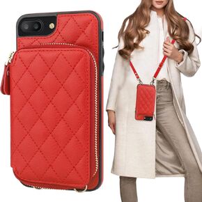 Bocasal Crossbody Wallet Case Card Holder for iPhone 7/8 Plus, Brown in Saudi Arabia
