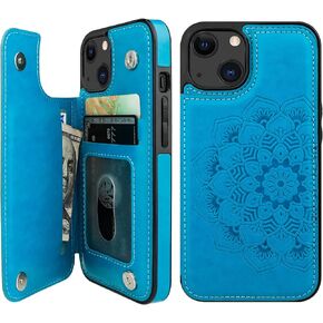 Vaburs for iPhone 13 Wallet Case Mandala Pattern, Gray in Saudi Arabia