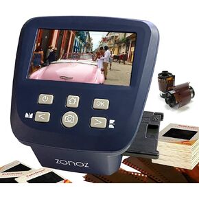 FS-5 Digital Film & Slide Scanner - Converts 35mm, 126, 110, Super 8 & 8mm Film Negatives & Slides to JPEG - Includes Large Bright 5-Inch LCD & Easy-Load Film Inserts Adapters