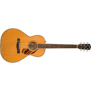 Fender Paramount PS-220E Parlor Acoustic Guitar, Natural, with Case