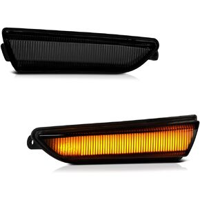 VIPMOTOZ Sequential Amber LED Tube Side Mirror Turn Signal Lamp Compatible With 2011-2023 Chrysler 300 Smoked Tinted Lens Black Housing Driver & Passenger Side Pair Set