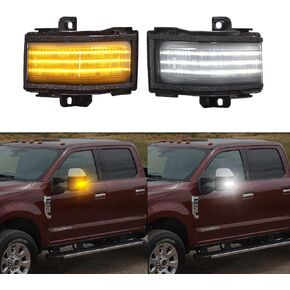 Gempro LED Side Mirror Marker Lights Switchback & Sequential Turn Signal Lamps Smoked Towing Mirror Replacement for 2017-2021 Ford F250 F350 F450 Super Duty, 2 Packs