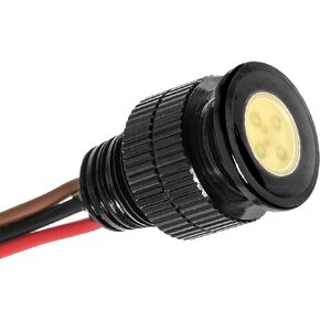 Bi-Color Amber/White LED Light Bolt - Flush Mount 12V Light for Bumper, Grille, Motorcycle w/SLEEK Black Aluminum Housing & Screw Nut, Fits 11 mm hole