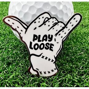 Play Loose Golf Ball Marker - Fun Golf Markers for Men - Funny Golf Ball Marker - Funny Golf Ball Markers - Golf Gift - Shaka - Hang Loose - Metal
