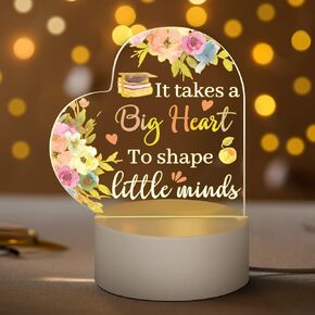 Teacher Appreciation Gifts for Women Thank You Gifts for Teacher Acrylic Night Lamp Teacher Gifts from Student LED Teacher Appreciation Decor for 2024 Graduation(Big Heart)