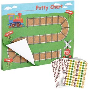 BLUE PANDA 50 Sheets Railroad Potty Training Sticker Chart for Toddlers, Boys, Girls with 800 Train Stickers (10.3x8.3 in)