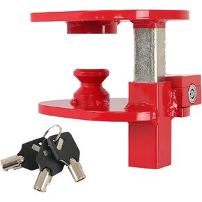 labwork Steel Ball and Ring Hitch Lock - Durable, Secure Trailer Hitch Lock Electro-Plated and Powder Coated Finish - Red