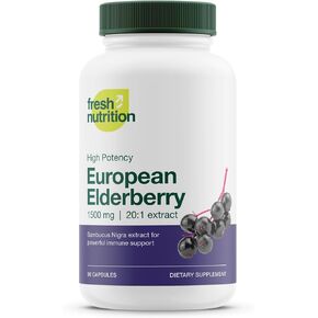Elderberry Immune Support – Strongest DNA Verified 1800mg Sambucus Black Elderberry – Easy to Swallow Elderberry Capsule - Powerful Booster - Gluten Free, Soy Free, Non GMO, Vegan Safe