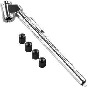 CZC AUTO Pencil Tire Pressure Gauge, Dual Head Trucks Air Gage, Accurate Mechanical Dually Chuck Wheel Service Checker, Stainless Steel Stem for Car RV ATV Motorcycle Bike, 10-120PSI (Silver, 1 Pack)