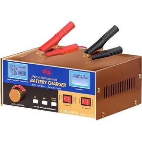 12V 18A Lithium Battery Charger Voltage Recognition LED Display 6-Way Protection - Ideal for Car Boat Motorcycle Lawn Mower ATV Lead-Acid(AGM/Gel/SLA) and Lithium Batteries