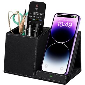 2-in-1 Pen Holder with Wireless Charger, Compatible with iPhone 15/14/13/12/11/8/SE Series, Pencil Holder for Desk Home Office, Men Gift Husband Wife Anniversary Dad Birthday Idea Gadget