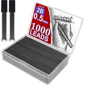 1000 X 0.5mm 2B Mechanical Pencil Refill Plastic Automatic Pencil Lead Black