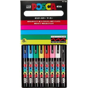 Mitsubishi Pencil Water-based Pen-Poska Medium letter round core 8 colors PC5M8C Japan