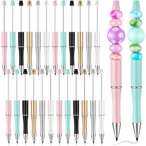 Ctosree 24 Pieces Beadable Pencil Inkless Pencil Plastic Bead Everlasting Pencil Eternal Infinity Reusable Pencil for Writing Drawing DIY Gift Home Office School Kids Students Writing Sketch Supplies