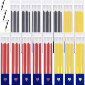 90 Pack 2.8 mm Pencil Refills for Carpenter Mechanical Construction Pencil Replacements Metal Marker Refills Solid Carpenter Pencil Refills for Carpenter Writing Drawing Drafting, Black, Red, Gold