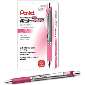 قلم رصاص ميكانيكي من Pentel EnerGize (0.7 مم) لهجات سوداء، صندوق من 12 قطعة (PL77A)