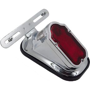 HTTMT- Motorcycle Chrome Amber Metal Tombstone Brake Tail W/Light Signal Compatiable With Big Twin Motorcycle Bike [P/N: XH3118B-A-01-CD+AMBER]