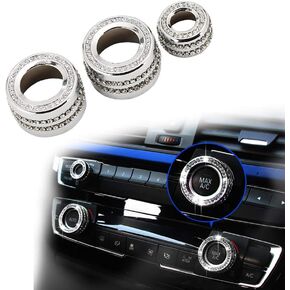 1.6-inches Bling Crystal Interior Decorations Compatible iDrive Controller Caps Knob Covers for BMW Accessories Parts Multimedia Decal 3 5 7 Series X3 X5 F30 F10 G30 F01 G01 F15 AWD Women