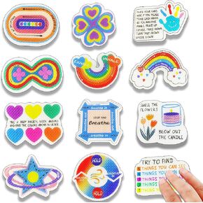 ملصقات حسية لاصقة مهدئة للقلق مع أنماط مختلفة، شرائط تنفس قابلة لإعادة الاستخدام للبالغين والأطفال، ملصقات كمبيوتر محمول في الفصل الدراسي (12 قطعة) (نمط ماسي) in Kuwait