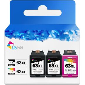 63XL Ink Cartridge Combo Pack (2 Black and 1 Color, 3-Pack) Replacement for HP Ink 63 XL HP63 to Envy 4520 4512 4510 Officejet 4650 5258 5200 3830 5255 4655 4652 5252 Deskjet 3630 3632 2132 Printer