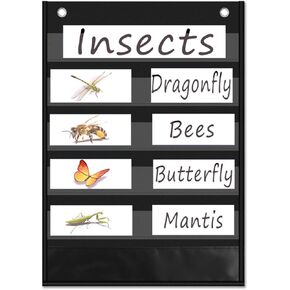 Pocket Chart with 10 Double Sided Sentence Strips,Activities,Sentence Strips,Class Demonstrations,Standards Pocket Chart (Blue)