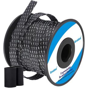 Cable Sleeves - PET Expandable Wire Loom 1/4"-100ft, Braided Wire Hider Mesh, Cord Management Organizer for USB Power Video Cable, Flexible Wrap Cover w/Heat Shrinkable Tubes, Black&White in Kuwait