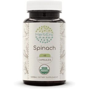 Spinach 120 Capsules, 500 mg, USDA Organic Spinach (Spinacia oleracea) Dried Leaf (120 Capsules)