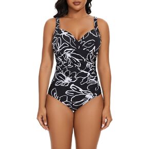 Plus Size Swimsuit for Women One Piece Bathing Suit Ruched Tummy Control Adjustable Swimwear