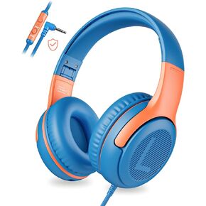 Kids Headphones for School Toddler Wired with Microphone Plug in Bulk Boys Headset Girls 3+ Year Old Green