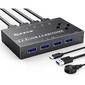 KVM Switch 3 Monitors 3 Computers 8K@60Hz 4K@144Hz, Camgeet HDMI+2 Displayport KVM Switch Triple Monitor for 3 Computer Share 3 Monitor and 4 USB3.0 Devices,Wired Remote and 12V power adapter Included