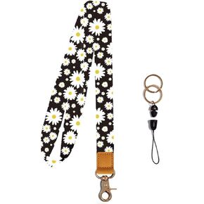 Long Neck Lanyard Keychain,Cool Lanyards for Keys ID Badges Wallet Phone，Premium Black Lanyards for Women/Men
