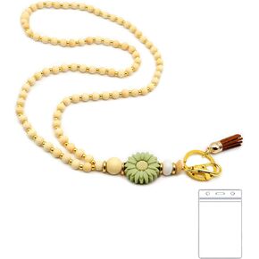 Lanyards for Id Badges Women Cute Teacher Lanyard with Id Holder Lanyards for Beaded Keychain Lanyard Lanyard String (Yellow)