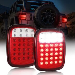 AUXMART Universal LED Trailer Tail Lights, 16 LED Smoked Stop Brake Turn Reverse Tail Lights Rear Combination for Jeep Wrangler YJ TJ CJ Truck Trailer Boat RV Flatbed, 12V